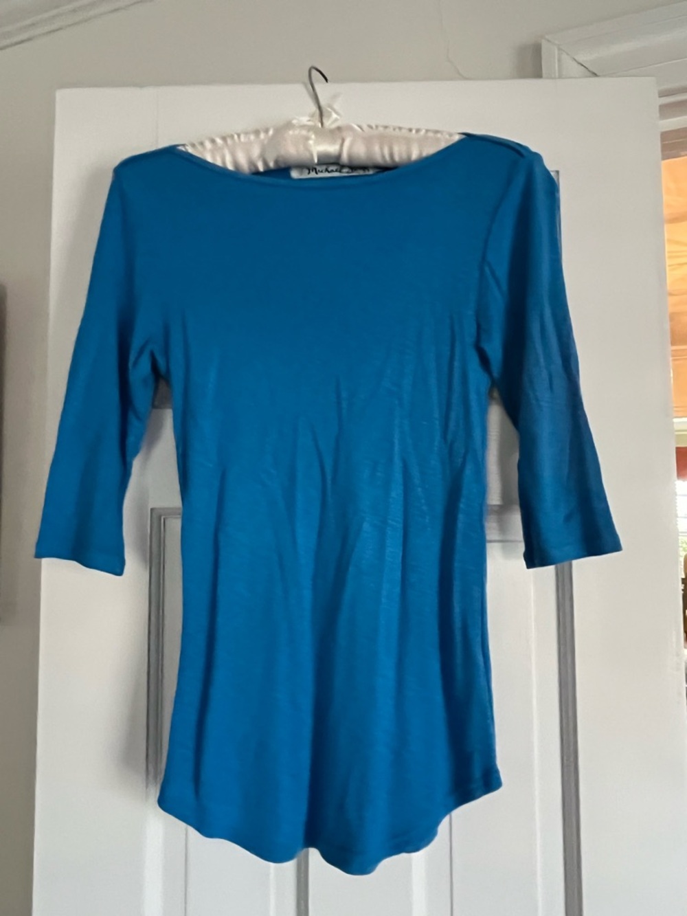 Michael Stars Teal-Blue 3/4 Sleeve Scoop Neck Top